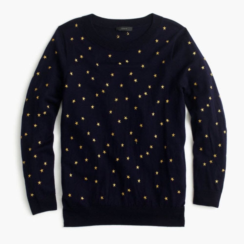J. Crew Women’s Tippi Embroidered Stars Sweater - XXXS